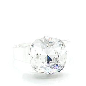 Genuine Swarovski Silver Merlin Large Crystal Statement Ring Size 5.5/6